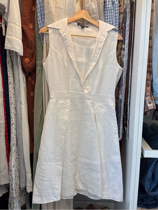 Brooks Brothers Dresses & Skirts - Brooks Brothers White Sleeveless Collared Linen Dress